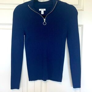 NINE WEST - zip neckline, long sleeved, knit sweater. XS